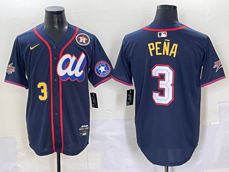 Men 2025 Houston Astros #3 Pena Drak Blue All star Nike MLB Jersey style 4